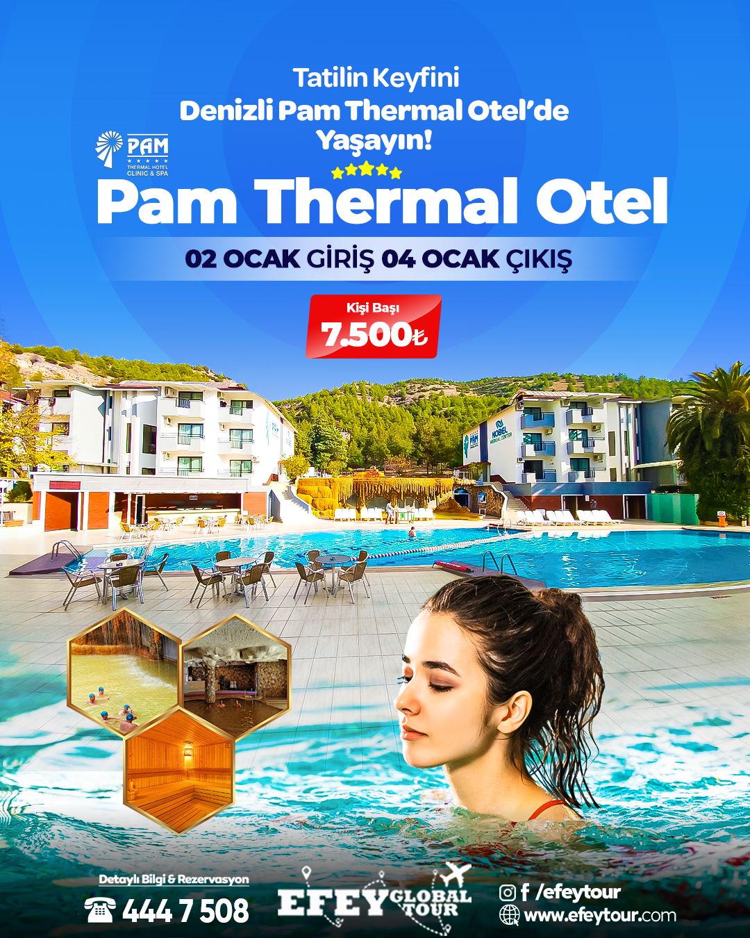 2 GECE KONAKLAMALI DENİZLİ PAM THERMAL OTEL TURU